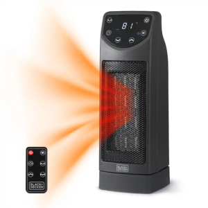 Black+Decker 1500W Oscillating Ceramic Desktop Heater – Remote, Space Heater & Fan Combo, Black