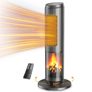25" 1500W Oscillating Ceramic Tower Space Heater – Electric, Remote Control